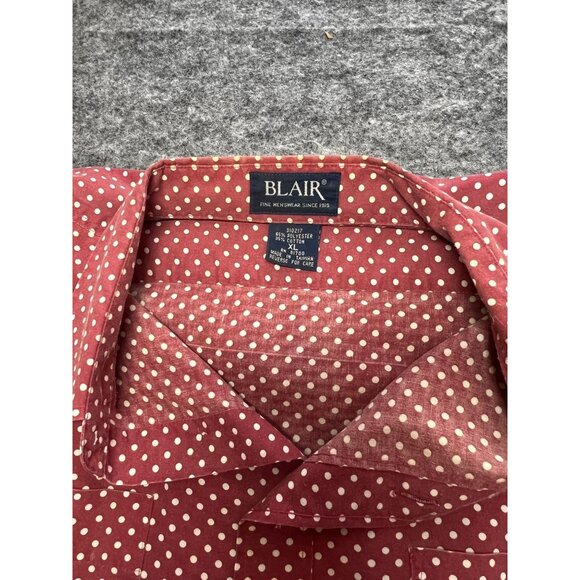 VTG Blair Mens XL Western Rodeo Red Polka Dot Short Sleeve Button-Up Shirt - Picture 9 of 9